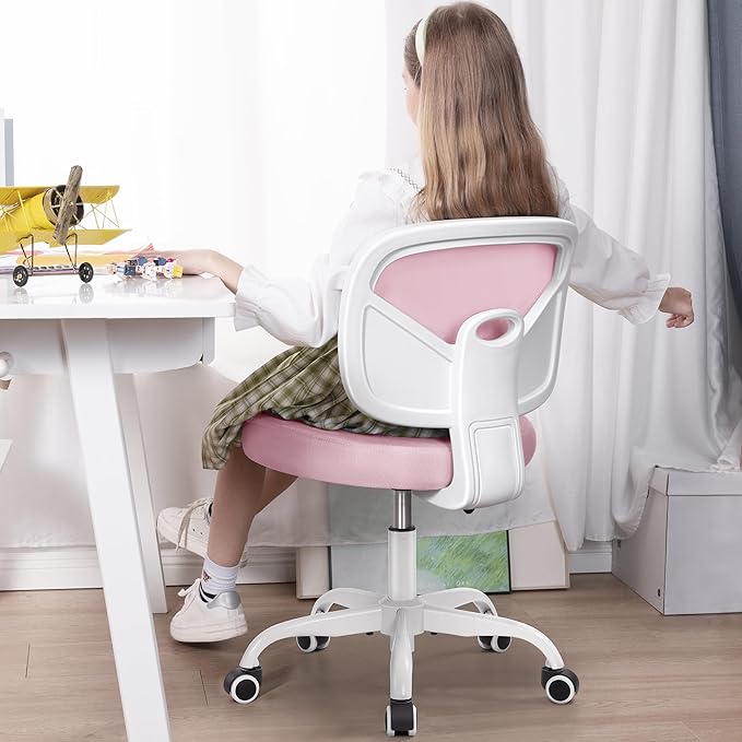 Primy Kids Desk Chair, Pink Study Chair for Boys Girls with Height Adjustable, Swivel Mesh Task Student Chairs for 4-12, Growing Teen Office Chair for Home/School/Office (Pink) - LeafyLoom