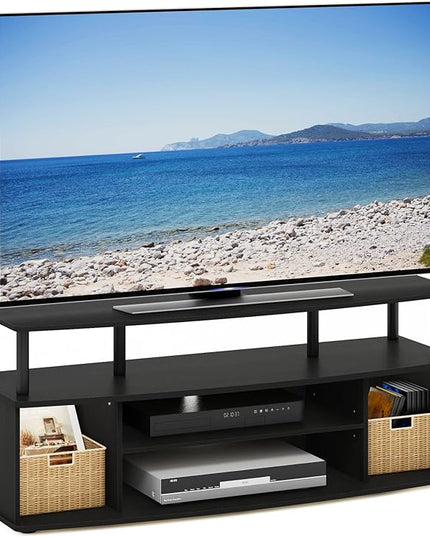 Furinno Jaya Large Entertainment Center Hold up to 55-in TV, Inches, Blackwood - LeafyLoom