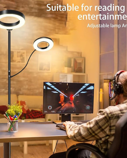 Modern 2 in 1 floor lamp RGB with reading lamp modern standing sofa Lamps Lighting 7 colors color changing rgbw smart WiFi APP remote control for Bedroom Living Room Gaming Reading Learning - LeafyLoom
