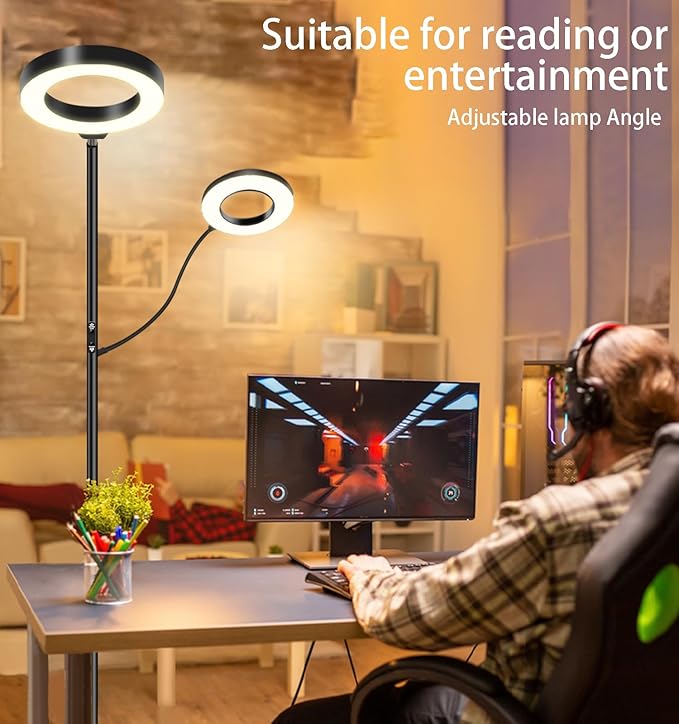 RGB Multicolour Modern Floor lamp Reading lamp Standing Sofa Lamps Lighting 7 Colors Changing Smart WiFi APP Remote Control for Bedroom Living Room Gaming Reading Learning Live Stream - LeafyLoom