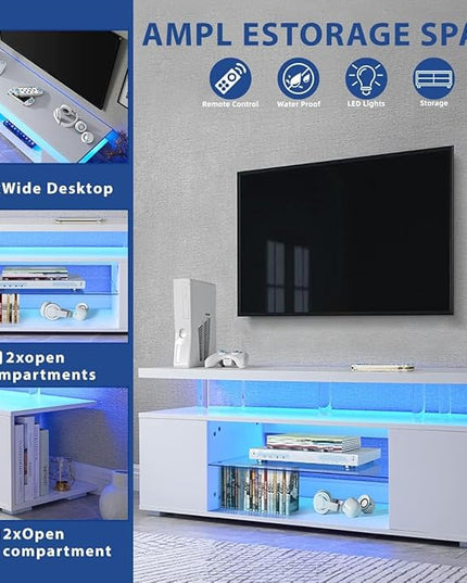 NicBex TV Stand for 70 Inch TV LED Gaming Entertainment Center Media Storage Console Table with Large Sliding Drawer & Side Cabinet for Living Room,Bedroom,63 Inch,White - LeafyLoom