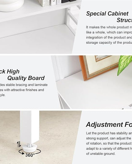 HOMISSUE Bookshelf, 6-Tier Tall Bookshelf, Rustic Wood Metal Bookshelves and Bookcases, Freestanding Open Bookshelf, Industrial Bookcase for Home Office, Living Room and Bedroom, White - LeafyLoom