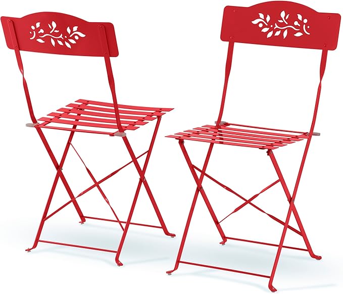 Alpine Corporation Indoor/Outdoor 3-Piece Bistro Set Folding Table and Chairs Patio Seating, Red - LeafyLoom