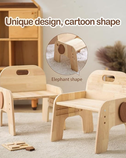 ibwaae Natural Solid Wooden Kids Chair Height-adjustable Wooden Chair for Toddlers Montessori Furniture Birthday Gift for Children - LeafyLoom