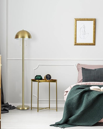 Globe Electric 65786 Haydel 60" 2-Light Floor Lamp, Matte Brass, Double On/Off Pull Chain, Bulb Not Included - LeafyLoom