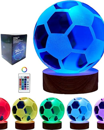 Large 3D Soccer Ball Night Light, Soccer Lamp 16 Color Changing with Remote Control for Bedroom Decor, Cool Desk Decor Gift for Teens Boys, Football - LeafyLoom