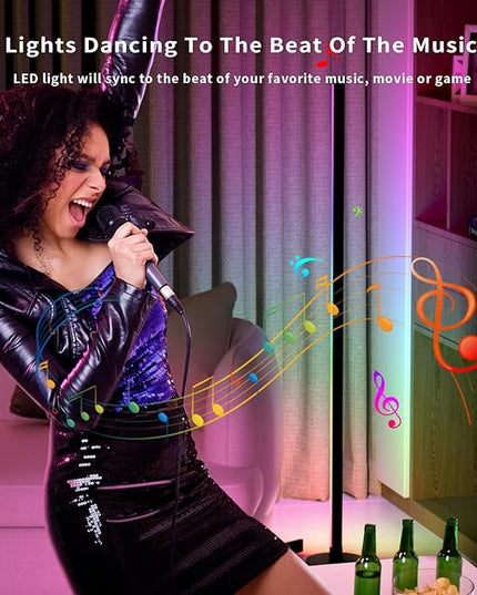 RGB Floor Lamp, LED Corner Lamp Works with Alexa, with Music Sync, with App and Remote Control, 16 Million Colors & 68+ Scene, Color Changing Standing Floor Lamp for Bedroom Living Room - LeafyLoom