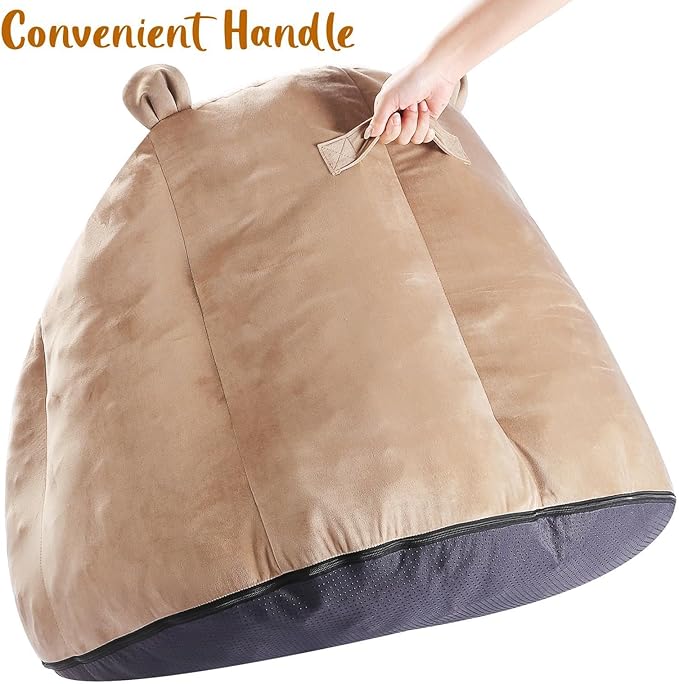 Cute Soft Bean Bag Chair for Kids with Fluffy Bear Ears, Cozee Fluffy Lazy Chair for Up to 10 Years Old Girls and Boys - LeafyLoom