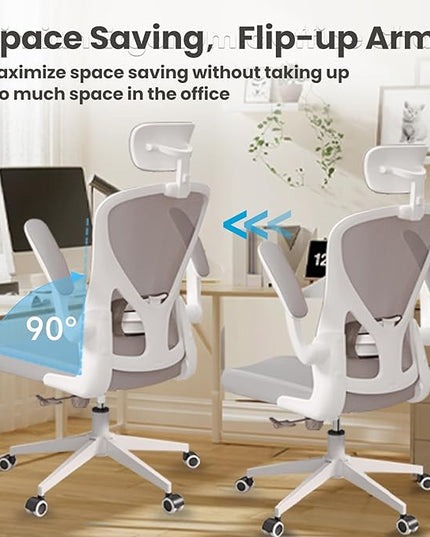 Ergonomic Office Chair - Comfy Desk Chairs with Wheels and Arms, 500LB Heavy Duty Mesh Computer Chairs with Comfortable Head Lumbar Back Support for Office, Bedroom, College Dorm and Study - LeafyLoom
