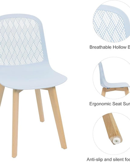 Armless Modern Chairs with Wood Legs for Living, Bedroom, Kitchen,Dining,Lounge Waiting Room, Restaurants, Cafes, Set of 4… - LeafyLoom