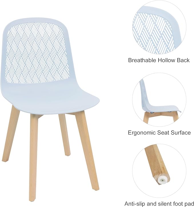 Armless Modern Chairs with Wood Legs for Living, Bedroom, Kitchen,Dining,Lounge Waiting Room, Restaurants, Cafes, Set of 4… - LeafyLoom
