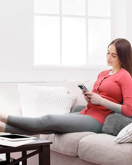 Clara Clark Reading Pillow, Standard Back Pillow for Sitting Up in Bed, Memory Foam Back Support Pillow, Reading Pillows for Sitting in Bed, Grey Sit Up Pillow for Bed Chair Arm Pillow with Pockets - LeafyLoom