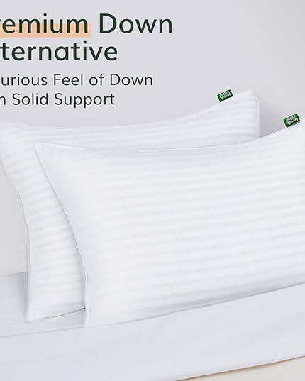 Fern and Willow Pillows for Sleeping - King Size 20"x36", 2 Pack - Premium Down Alternative, Hotel Bed Pillow Set - Luxury, Plush Cooling Gel Pillow, Hypoallergenic - Perfect for Back & Side Sleepers - LeafyLoom