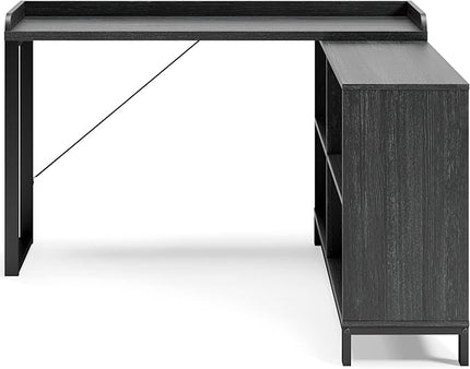 Signature Design by Ashley Yarlow Industrial Home Office L-Shaped Desk with Cube Storage, Black - LeafyLoom