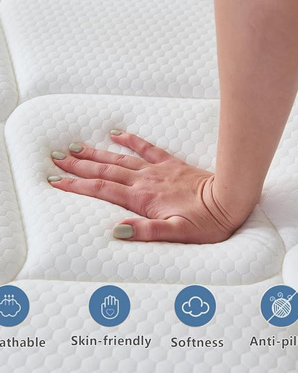 Full Size Mattress, 12 Inch Mattress Full with Pocket Spring and Memory Foam for Pressure Relief, Motion Isolation, Edge Support, Medium Firm Mattress in a Box, CertiPUR-US, Grey - LeafyLoom