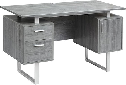 Techni Mobili Modern Office Desk with Storage, Gray - LeafyLoom