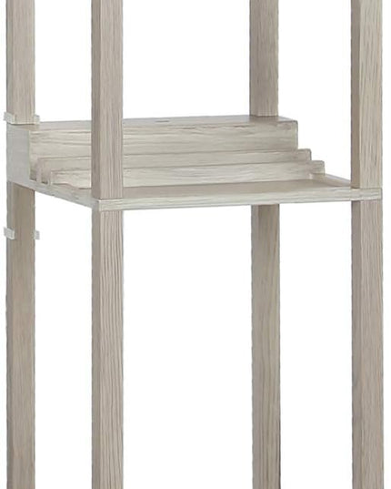 Brightech Maxwell Charger - Modern Shelf Floor Lamp with USB Charging Ports & Electric Outlet - Corner Display Floor Lamps with Shelves for Living Room, Bedroom and Office - Rustic Wood - LeafyLoom