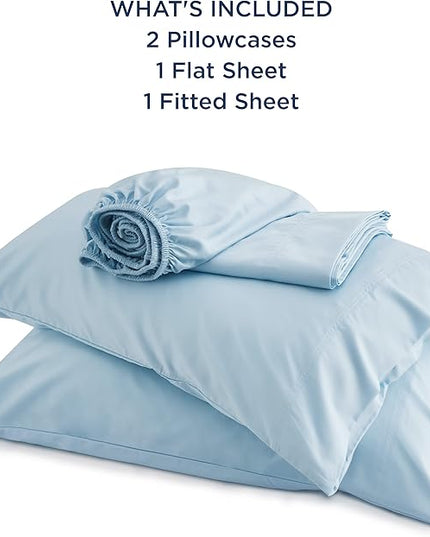 Bedsure Queen Sheets, Rayon Derived from Bamboo, Queen Cooling Sheet Set, Deep Pocket Up to 16", Breathable & Soft Bed Sheets, Hotel Luxury Silky Bedding Sheets & Pillowcases, Teal Blue - LeafyLoom