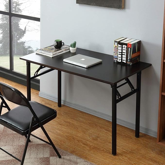 Computer Desk,55" Modern Simple Style Folding Tables,Home Office Writing Desk, Space Saving Foldable Table, No Install Needed - LeafyLoom