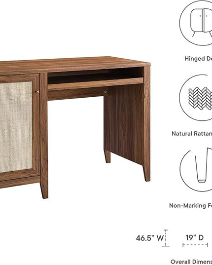 Modway Soma Desk, Walnut, 47" - LeafyLoom