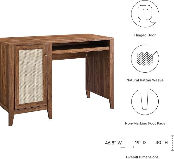 Modway Soma Desk, Walnut, 47" - LeafyLoom