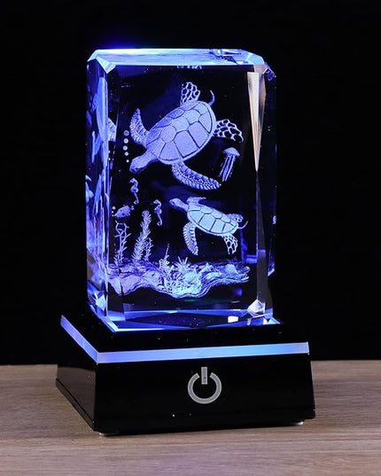 Qianwei 3D Crystals sea turtle decor gifts for women, turtle figurines stuff gifts for turtle lovers sea turtle statue paperweight Birthday for BEST friend, Keepsake&Paperweight - LeafyLoom
