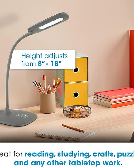 OttLite LED Soft Touch Desk Lamp - 3 Brightness Settings with Energy Efficient Natural Daylight LEDs - Adjustable Flexible Neck & Touch Controls for Tabletops, Home Office, Computer Desk, & Dorms - LeafyLoom