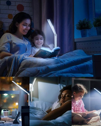 LED Desk Lamp with Wireless Charger, USB Charging Port, Desk Light with 10 Brightness, 5 Color Modes, Dimmable Eye Caring Reading Desk Lamps for Home Office, Touch Control, Auto Timer, White - LeafyLoom