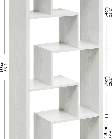 IRONCK Geometric Bookcase 6-Shelf Industrial Bookshelf White Etagere Bookcase Tall Storage Display Bookshelf with Thicken Shelf for Living Room Home Office - LeafyLoom
