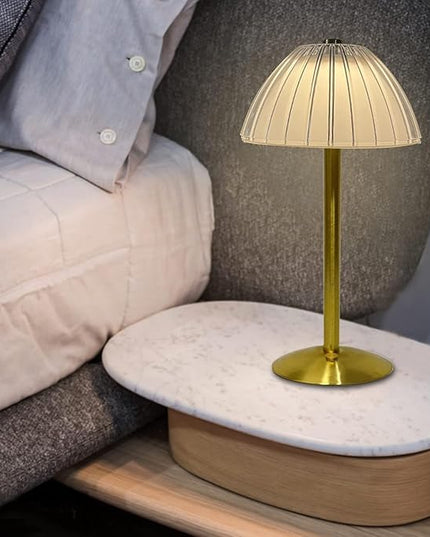 LED Cordless Table Lamp Mushroom Desk Lamp, USB Rechargeable LED Table Lamp with Touch Control Dimmable 3 Light Colors Bedside Lamp Reading Lamp for Bars Restaurants Coffee Shop - LeafyLoom