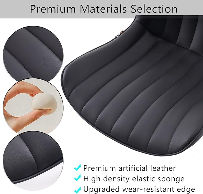 YOUNIKE Office Chair Swivel Desk Chair Upholstered Faux Leather Height Adjustable with Wheels Computer Task Chair Modern Rolling Armless Back, Black, Loads 300 lbs - LeafyLoom