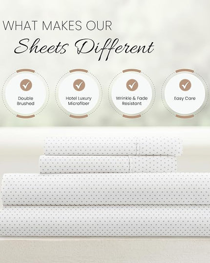 Linen Market 4 Piece California King Bedding Sheet Set (Gray Stippled) - Sleep Better Than Ever with These Ultra-Soft & Cooling Bed Sheets for Your Cal King Size Bed - Deep Pocket Fits 16" Mattress - LeafyLoom