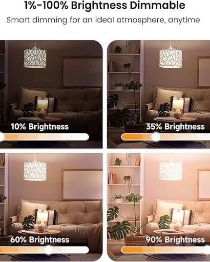 TREATLIFE Smart Light Bulbs 4Pack, 2500K-6500K Tunable White Dimmable LED Light Bulb Compatible with Alexa and Google Home, 2.4GHz WiFi Smart Bulb, 800LM, E26 A19 9W, No Hub Required TREATLIFE