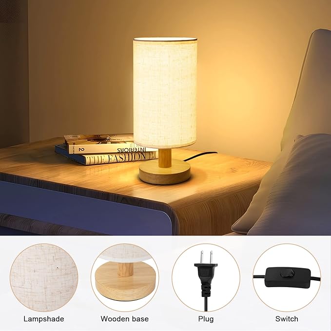 Table Lamp for Bedroom - Small Beside Touch Lamps for Night Stands Home Office - Minimalist Design Warm Light Mini Boho Lamp - Fits in Kids,Living,Nursey Room,College Dorm - Awesome Gift Choice - LeafyLoom