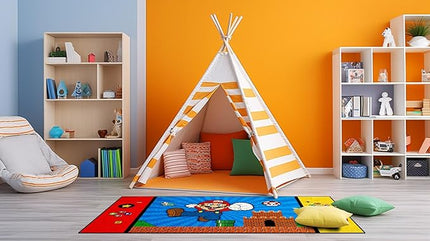 Bedroom Rugs Cartoon 3D Printing Rugs for Boys, Girls, Children and Infants, Children's Bedroom Game Room Anti-Skid Carpet for Children, Children's Crawl Rugs for Children's Playground Floor Mat - LeafyLoom