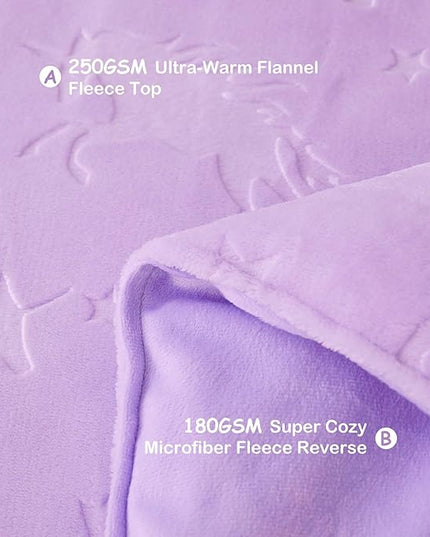Mooreeke Twin Kids Comforter Bed Set, Embossed Plush Fleece Soft & Warm 2 Piece Bed in A Bag with Shams, Velour Velvet Purple Unicorn Girls Kids Bedding Set, Fluffy Fuzzy Polar Cozy and Stylish - LeafyLoom