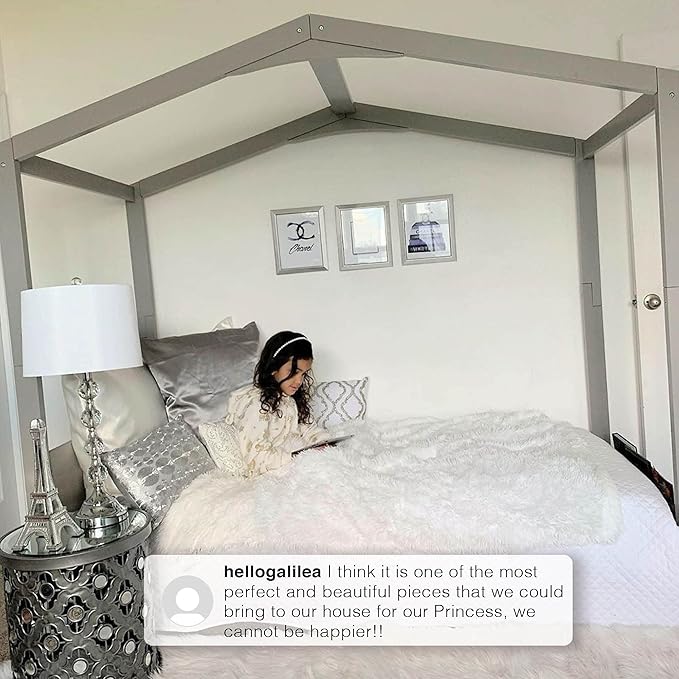 Delta Children Poppy House Wood Twin Bed, Platform Bed - No Box Spring Needed, Midnight Grey - LeafyLoom