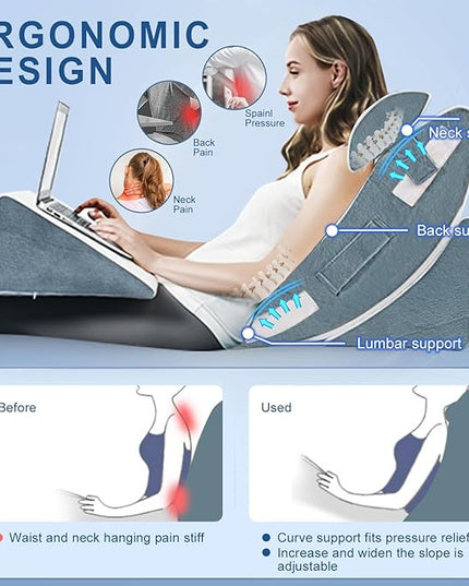 4Pcs Orthopedic Bed Wedge Pillow Set for Sleeping, Memory Foam Bed Wedge Pillow for Post Surgery, Back, Neck, Knee Pain Relief, Adjustable Sleeping Wedge Pillow with Washable Cover - LeafyLoom