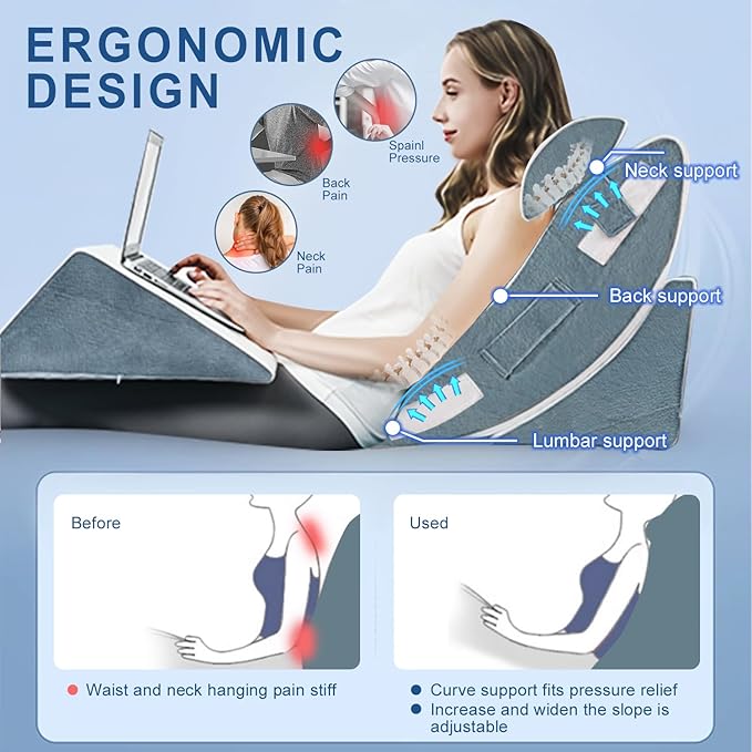 4Pcs Orthopedic Bed Wedge Pillow Set for Sleeping, Memory Foam Bed Wedge Pillow for Post Surgery, Back, Neck, Knee Pain Relief, Adjustable Sleeping Wedge Pillow with Washable Cover - LeafyLoom