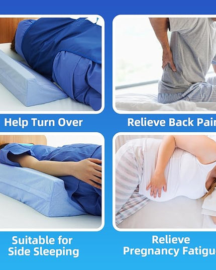 Side Wedge Pillow for Sleeping Back Support Pillow Memory Foam Bed Wedge Pillow for Side Sleeping Post Surgery, Wedge Pillow Body Position Side Sleeper Pillow - LeafyLoom