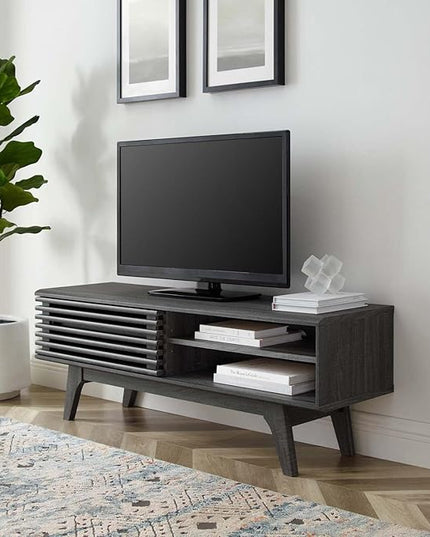 Modway Render Mid-Century Modern Low Profile 48 Inch TV Stand in Charcoal, 48" - LeafyLoom