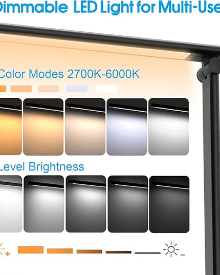 LED Desk Lamp for Home Office, Desk light Dimmable Eye-caring Reading with 5 Lighting & 5 Brightness Level, Table Light Touch Control Foldable Table Lamp for Bedside Office Study Reading Work - LeafyLoom