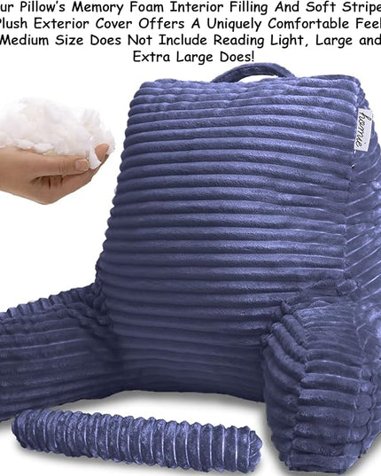 Homie Reading Pillow with Reading Light and Wrist Support, Has Arm Rests, and Back Support for Bed Rest, Lounging, Reading, Working on Laptop, Watching TV (Blue) - LeafyLoom