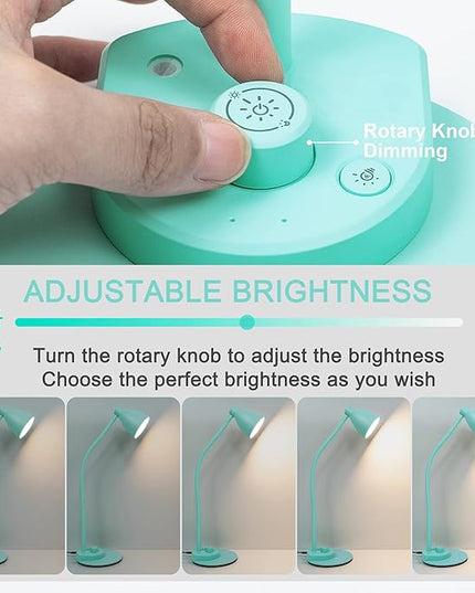 BOHON LED Desk Lamp with USB Charging Port, 3 Color Modes Fully Dimmable Reading Lamp, Auto Dimming Task Lamp, Flexible Gooseneck Table Light for Office Dorm Bedside, Adapter Include, Teal - LeafyLoom