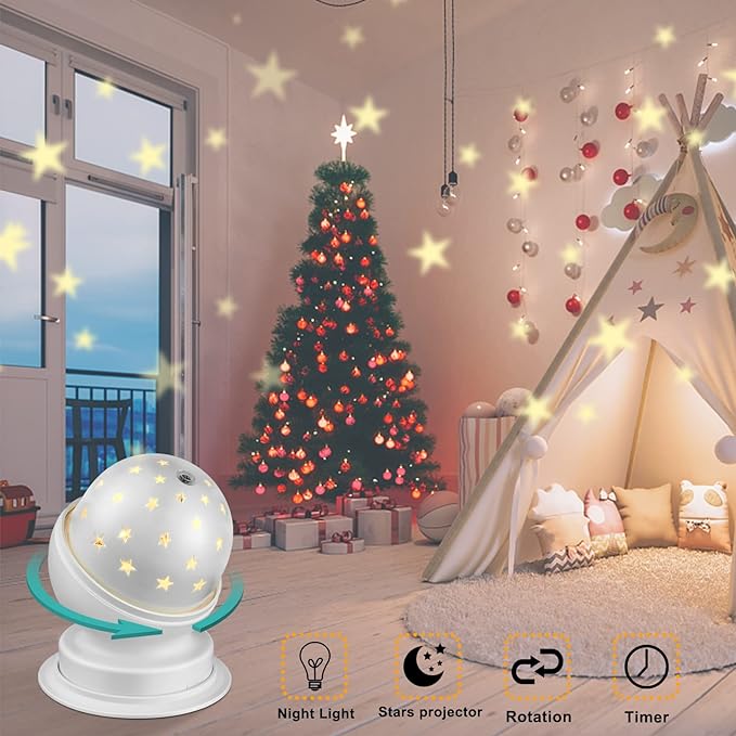 Star Night Light for Kids Star Night Light for Kids Bedroom Girls Night Light Starry Night Light Projector Plug in Night Light for Kids with Timer (1 Pack, 3000K) (3000K Warm White, white) - LeafyLoom
