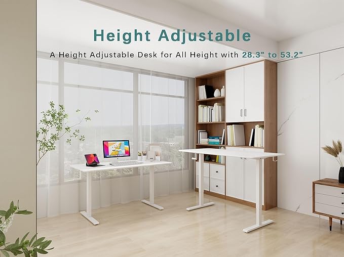 Whole Piece Top Manual Standing Desk Adjustable Height- Crank Stand Up Desk, Sit Stand Desk with Frame & Desktop, Computer Desk - LeafyLoom