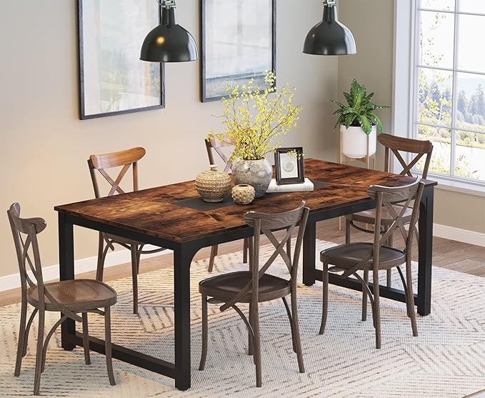 Tribesigns Modern Computer Desk, 70.8 x 35.4 inch Large Executive Office Desk Computer Table Study Writing Desk Workstation for Home Office,Rustic/Black - LeafyLoom