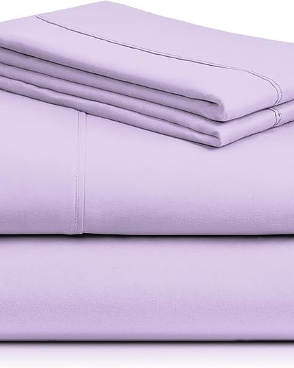 LuxClub 4 PC Sheet Sheets Deep Pockets 18" Eco Friendly Wrinkle Free-Kids-Fitted Sheets Machine Washable Hotel Bedding Silky Soft - Lavender Twin - LeafyLoom