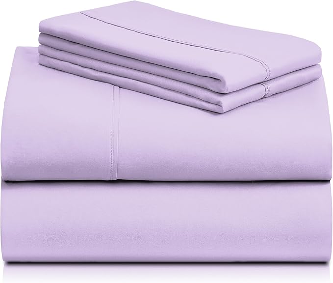 LuxClub 4 PC Sheet Sheets Deep Pockets 18" Eco Friendly Wrinkle Free-Kids-Fitted Sheets Machine Washable Hotel Bedding Silky Soft - Lavender Twin - LeafyLoom