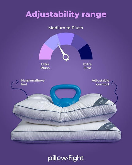 Pillow Fight Knockout - King Size Pillows Set of 2, Luxury & Adjustable, Down Alternative Pillow, Bed Pillows, Neck Pillow, Cooling Pillow, for, Back Support, Stomach, and Side Sleepers (2 Pack) - LeafyLoom